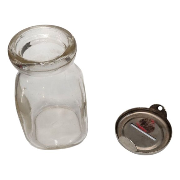 Vtg Half Pint Coin Bank Bower Manufacturing Co Goshen Glass Jar with Metal Lid - Picture 13 of 13